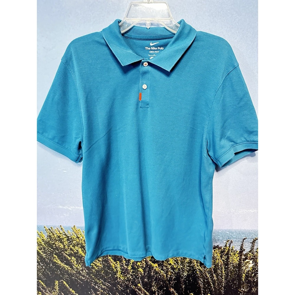 New The Nike Polo Mens Dri-Fit Shirt Aqua Blue At6111-303 LG BACK‎ CENTER SWOOSH